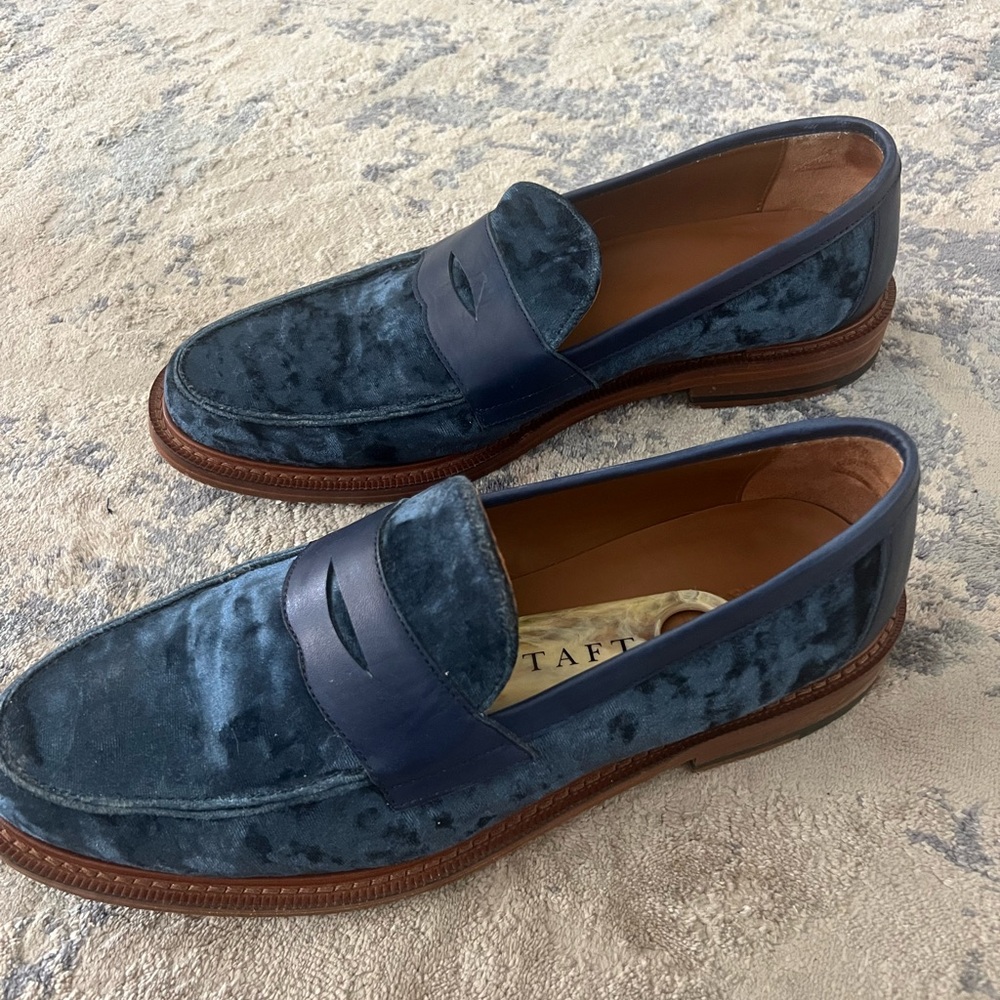 Taft Navy Velvet Loafers